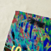 Wilde Farben Lila Blau Abstrakt mit gelbem Namen Strandtuch (Beispiel)