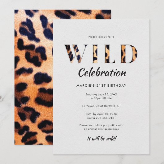 Wilde Feier Einladung (Vorne/Hinten)