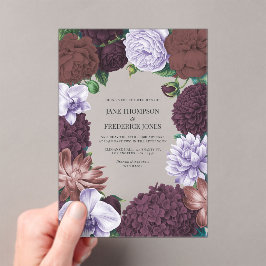 Wilde Feige, Cocoa-Rose und Soft-Lavendel-Hochzeit Acryleinladungen