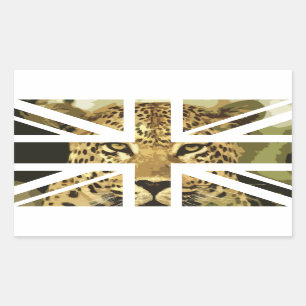 Wilde Flagge Leopard-Gesichts-Jack-Briten Rechteckiger Aufkleber