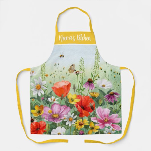 Wilde florale Blume personalisierte Bezeichnung Schürze (Vorderseite)