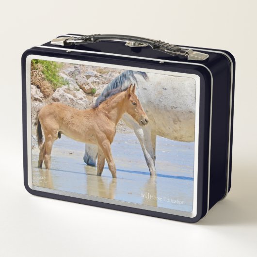 Wilde Fohlen-Lunchbox Metall Brotdose (Rückseite)