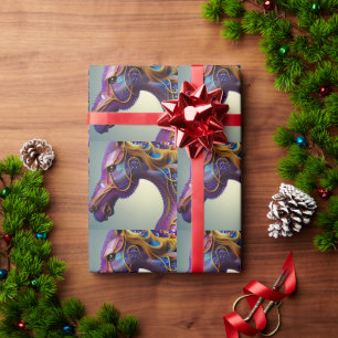Wilde fraktale Edelsteine Pferdekopf   Geschenkpapier