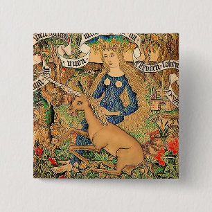 "Wilde Frau mit Einhorn " Button