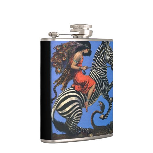 Wilde Frau reitet die Zebra-Flasche Flachmann (Rechts)