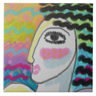 Wilde Frauen Abstraktes digitales Gemälde einer Fr Fliese