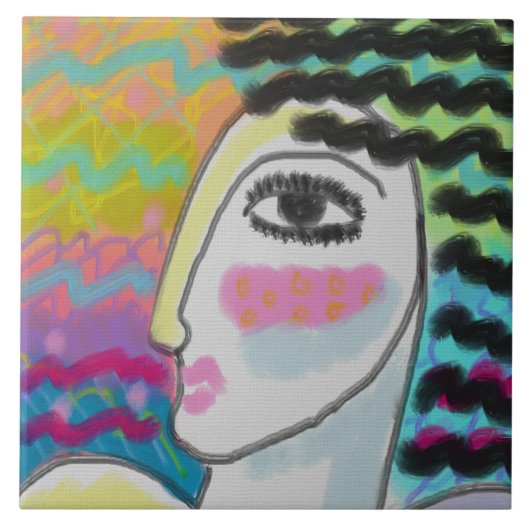 Wilde Frauen Abstraktes digitales Gemälde einer Fr Fliese (Vorderseite)