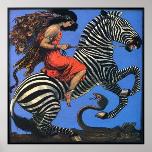 Wilde Frauen reiten auf dem Zebra-Poster Poster (Vorne)