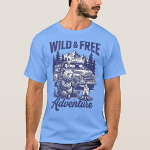 Wilde & freie Abenteuer – Bären-Camping-Lagerfeuer T-Shirt