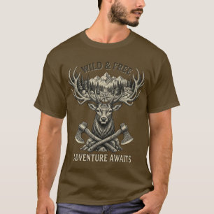 Wilde & freie Abenteuer - Vintage-Hirsch Rotwild T-Shirt