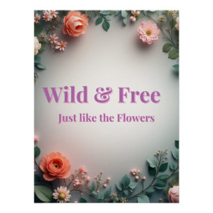 Wilde & freie Florallinienkunst Boho Minimal Des Poster