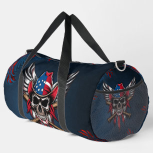 Wilde Freiheit, amerikanischer Schädel mit Basebal Duffle Bag