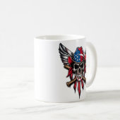 Wilde Freiheit, amerikanischer Schädel mit Basebal Kaffeetasse (VorderseiteRechts)