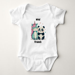 Wilde Freunde Einhorn und Panda Süße Tierfreunde Baby Strampler