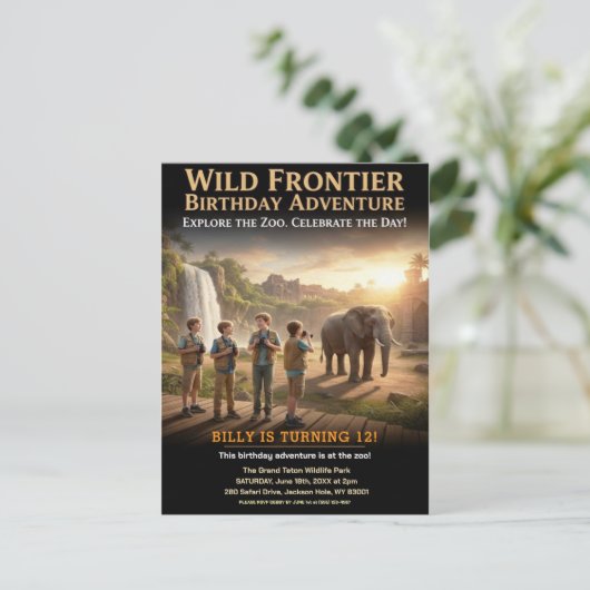 Wilde Frontier-Geburtstagsfeier Postkarte (Stehend Vorderseite)