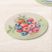 Wilde Früchte Erdbeere Blaubeere Himbeere Runder Pappuntersetzer (Angewinkelt)