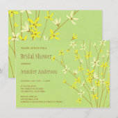 Wilde Frühlings-Blumen-Limones grünes Brautparty Einladung (Vorne/Hinten)