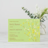 Wilde Frühlings-Blumen-Limones grünes Brautparty Einladung (Stehend Vorderseite)