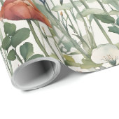 Wilde Frühlingsblumen Wasserfarben Kunst, Dichtung Geschenkpapier (Rolleneckpunkt)