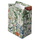 Wilde Frühlingsblumen Wasserfarben Kunst, Dichtung Mittlere Geschenktüte (Rückseite Schrägansicht)