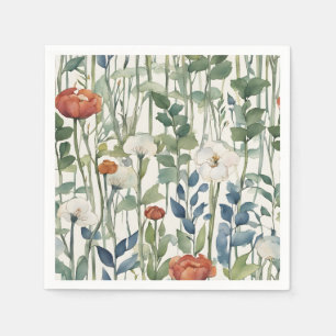 Wilde Frühlingsblumen Wasserfarben Kunst, Dichtung Serviette