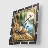 Wilde Gänse Timberland Quadratische Wanduhr (Winkel)