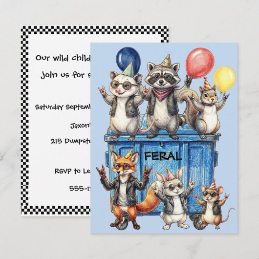 Wilde Geburtstags-Digital-Download Einladung (Vorne/Hinten)