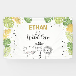 Wilde Geburtstagsfahne Safari-Dschungel-Tiere Banner