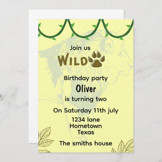 Wilde Geburtstagsfeier Einladung (Vorne/Hinten)