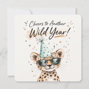 Wilde Geburtstagskarte Süße Leopard Party Karte