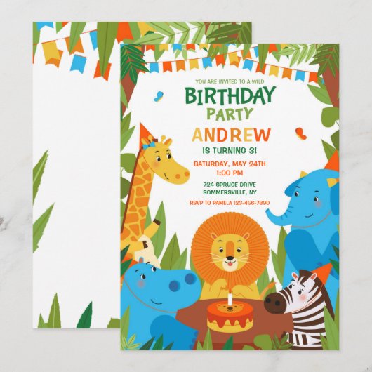 Wilde Geburtstagspartei Einladung (Vorne/Hinten)