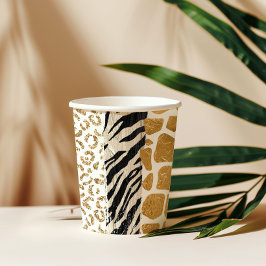 Wilde Geburtstagstiere Gold Safari Pappbecher