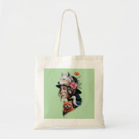 Wilde Geistesfrau mit Wolf und Tier-Totem-Tasche