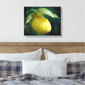 Wilde Gelbe Dame Slipper Orchid-Blume Nah Leinwanddruck (Insitu (Schlafzimmer))