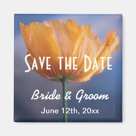 Wilde gelbe Mohnblume Save-the-Date-Magnet. Magnet (Vorne)
