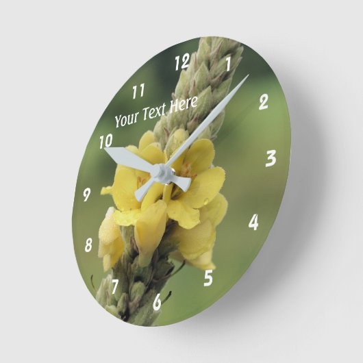 Wilde Gelbe Mullein-Blume Runde Wanduhr (Winkel)