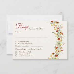 Wilde gelbe Tagetes-Hochzeitsdekoration RSVP Karte