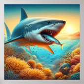 Wilde Gewässer: Ein Haifisch-Roar Poster (Vorne)
