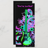 Wilde Gitarre (schwarz) Einladung (Vorne/Hinten)