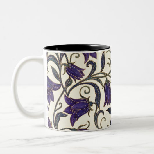 Wilde Glockenblumenmuster Zweifarbige Tasse (Links)