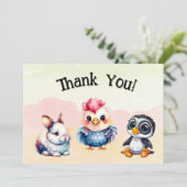 Wilde, glückliche Waldtiere Wasserfarbe Dankeskarte (Stehend Vorderseite)