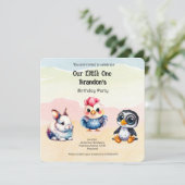 Wilde, glückliche Waldtiere Wasserfarbe Einladung (Stehend Vorderseite)