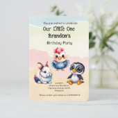 Wilde, glückliche Waldtiere Wasserfarbe Einladung (Stehend Vorderseite)