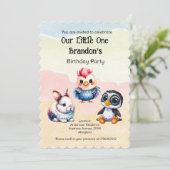 Wilde, glückliche Waldtiere Wasserfarbe Einladung (Stehend Vorderseite)