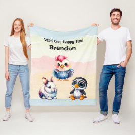 Wilde, glückliche Waldtiere Wasserfarbe Fleecedecke