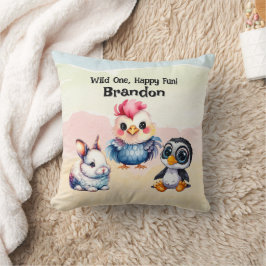 Wilde, glückliche Waldtiere Wasserfarbe Kissen