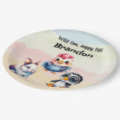 Wilde, glückliche Waldtiere Wasserfarbe Pappteller (Schrägansicht)