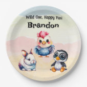 Wilde, glückliche Waldtiere Wasserfarbe Pappteller (Vorderseite)