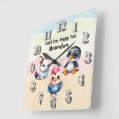 Wilde, glückliche Waldtiere Wasserfarbe Quadratische Wanduhr (Winkel)