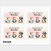 Wilde, glückliche Waldtiere Wasserfarbe Rechteckiger Aufkleber (Blatt)